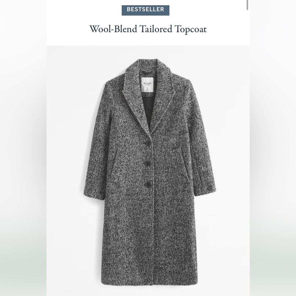 Abercrombie Black Wool-Blend Coat